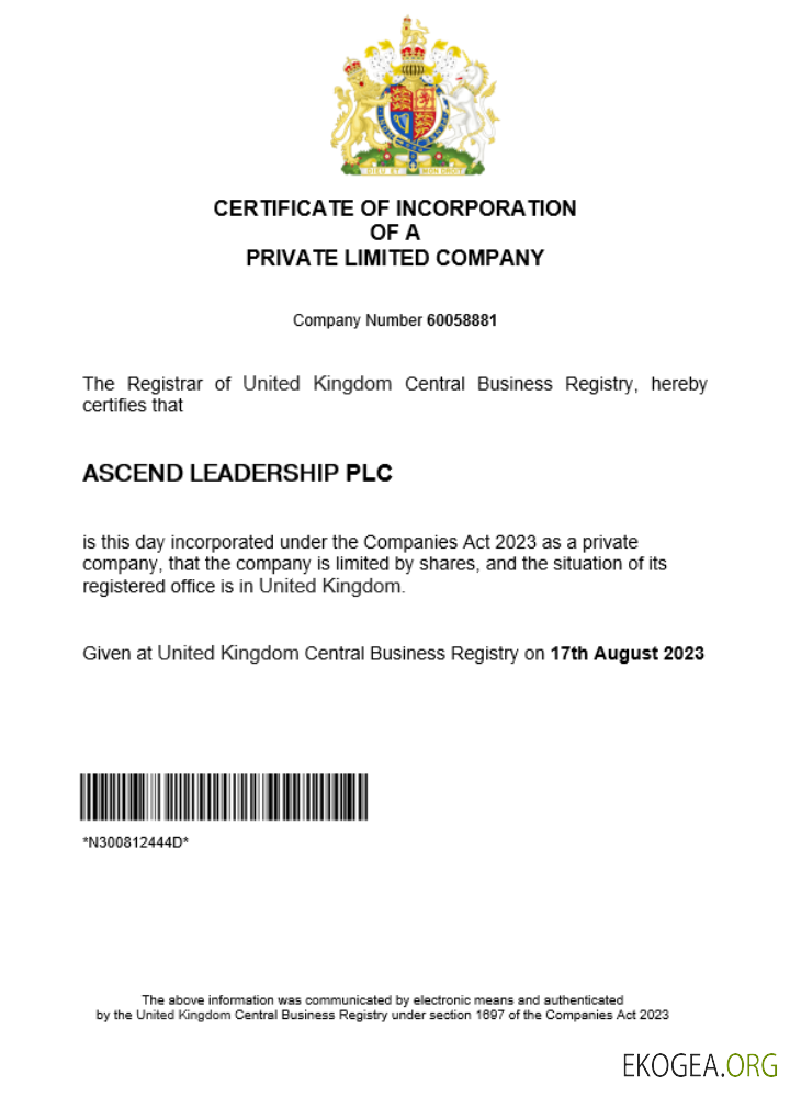 Modèle Word et PDF de certificat d'enregistrement d'entreprise au Royaume Uni